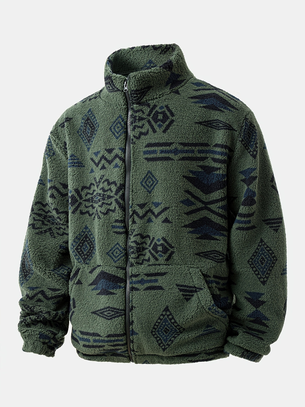 Men's Tribal Print Plush Fleece Jacket