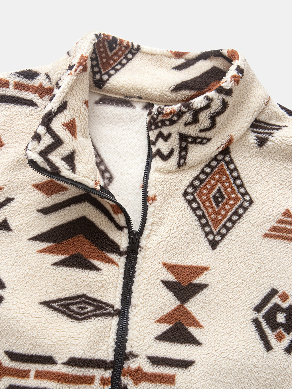 Men's Tribal Print Plush Fleece Jacket