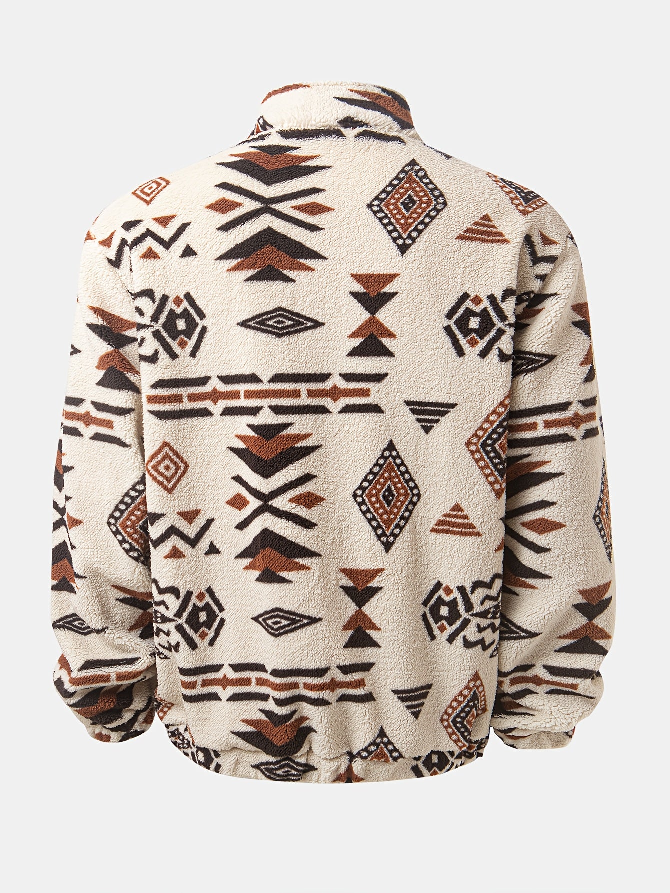 Men's Tribal Print Plush Fleece Jacket