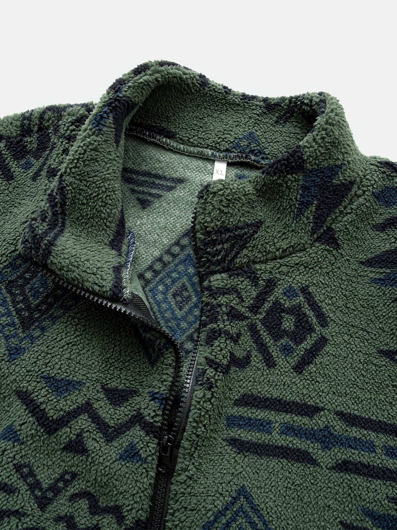 Men's Tribal Print Plush Fleece Jacket