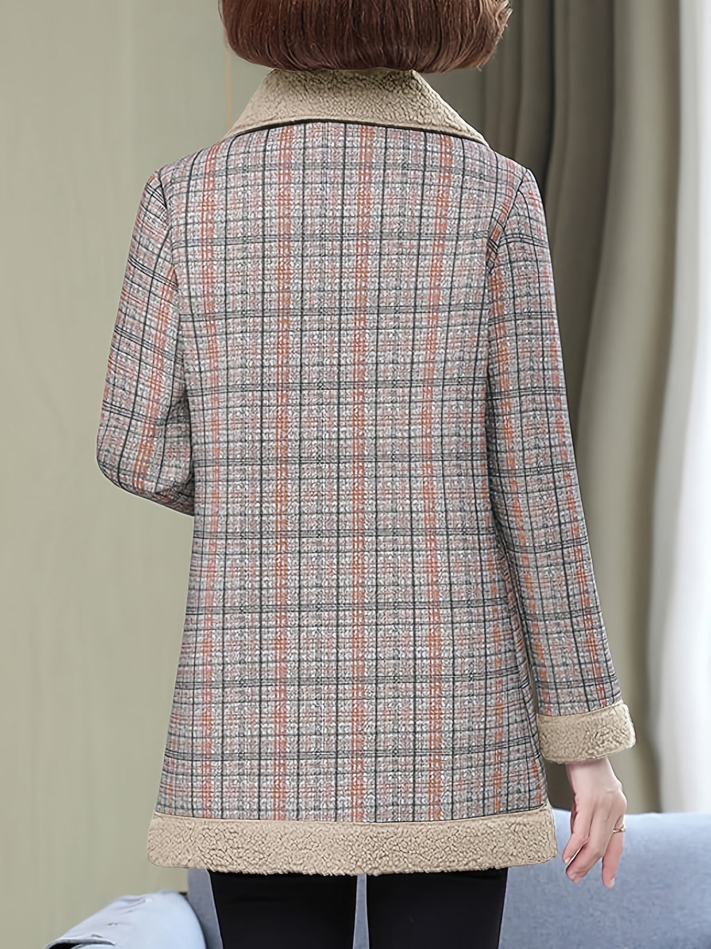 Autumn and Winter Fashion Casual Plaid Patchwork Jacket, Slim Fit Plaid Coat