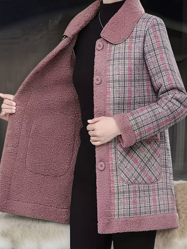 Autumn and Winter Fashion Casual Plaid Patchwork Jacket, Slim Fit Plaid Coat