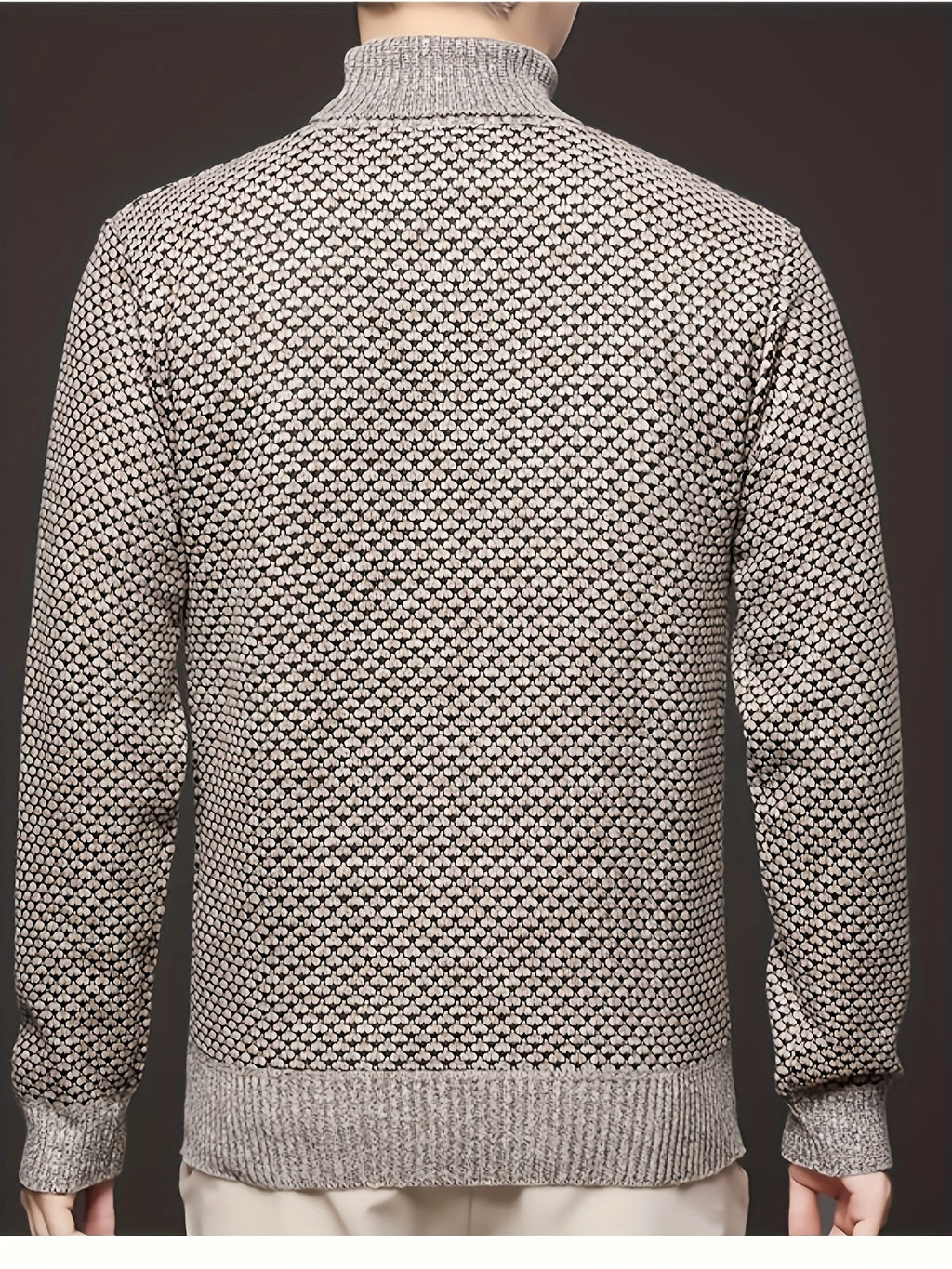 Men's High-Neck Jacquard Knit Sweater